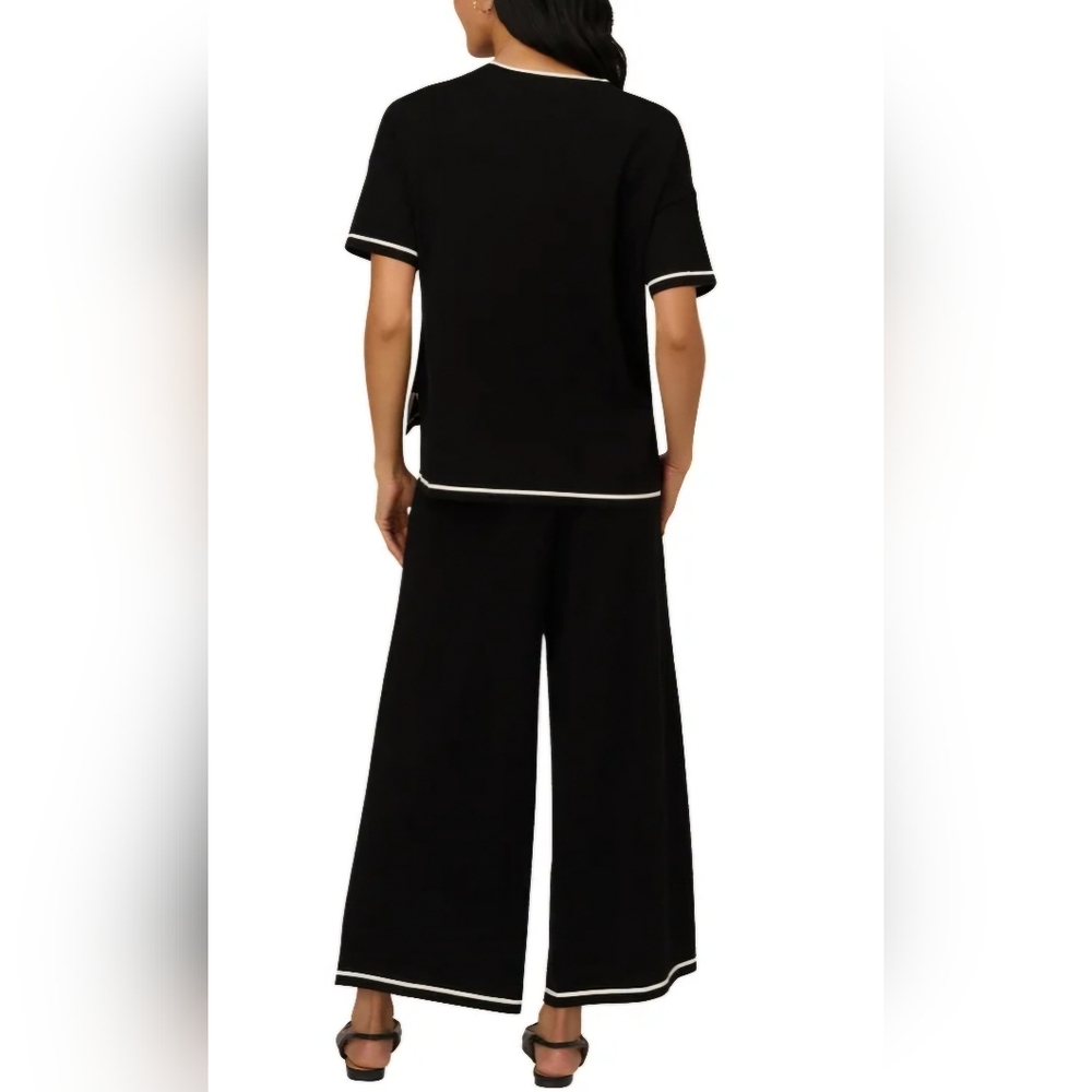NEW! Adrianna Papell Black Lightweight Sweater Set Size L - Picture 2 of 12